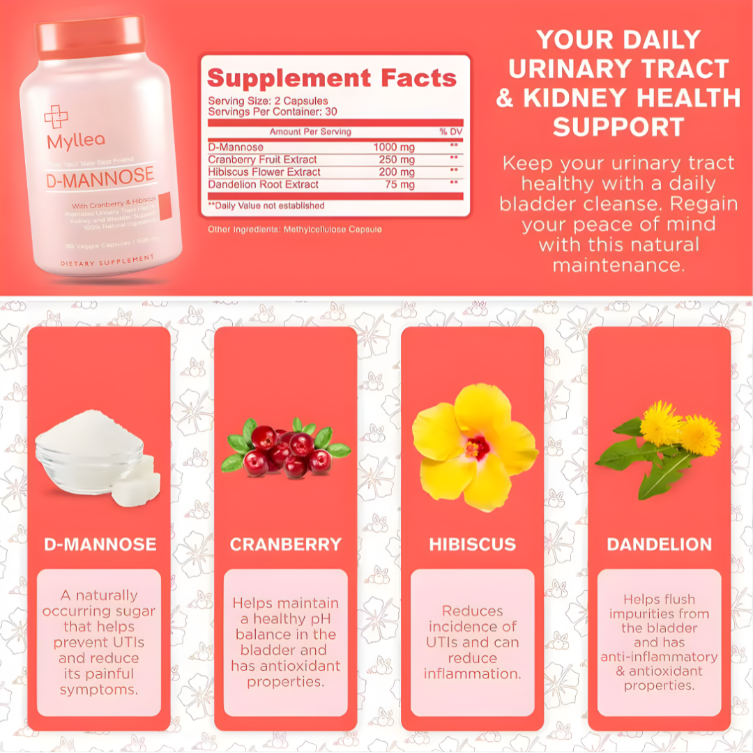 Myllea™ D-Mannose Urinary Tract Health Capsules